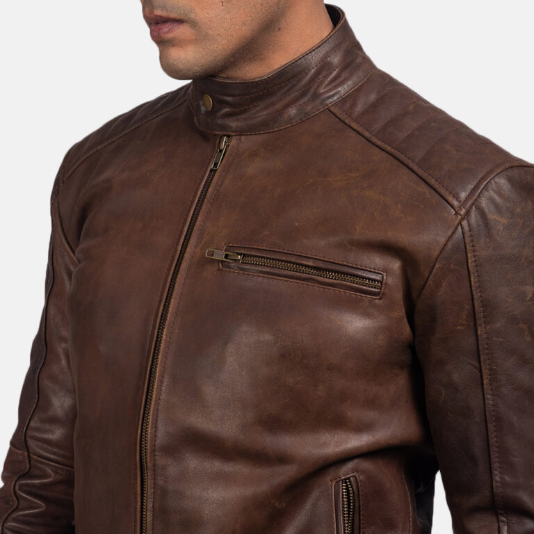 Dean Brown Leather Biker Jacket(6-of-6)-2-1531219398718